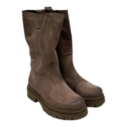 Cizme trei sferturi piele intoarsa naturala Taupe 909